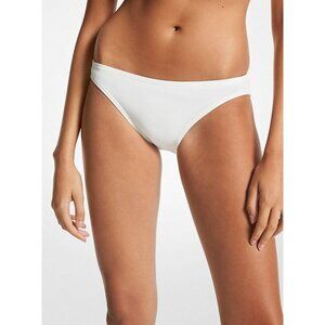 Michael Kors Stretch Nylon Bikini Bottom Hipster Brief White L FLAW